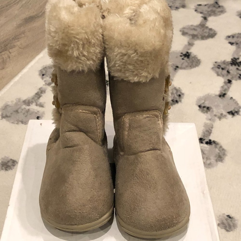 Toddler Girl Faux Suede Fur Trimmed Boots by Blue Suede Shoes